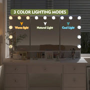 Tocador de maquillaje LED de lujo con 9 cajones, elegante estación de maquillaje