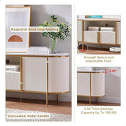 Mueble de TV de lujo moderno, centro de entretenimiento, con superficie de mármol sintético