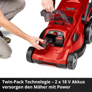 Cortacésped inalámbrico Einhell RASARRO 36/42 Kit Power X-Change (36V, 42 cm de ancho de corte, hasta 725 m², motor sin escobillas, caja colectora de 50L, función de mulching, incl. 2x 5,2Ah + 1x cargador doble)