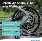 Bicicleta eléctrica de montaña (MTB) Fischer Montis 2.2 Active para hombre y mujer, talla de cuadro 49, motor trasero de 50 Nm, batería de 48 V