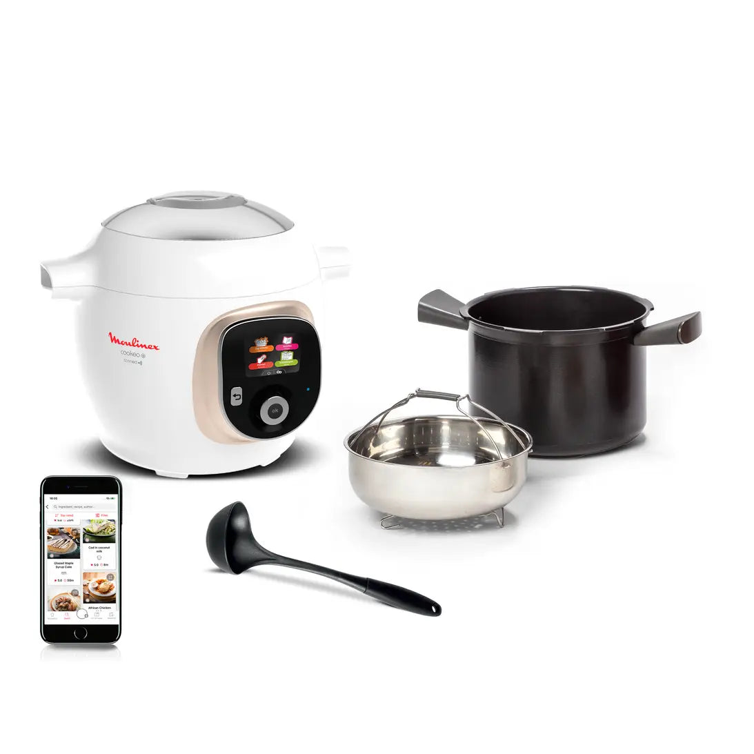 Cookeo+ Connect 200 recetas Blanco, con cucharón incluido
