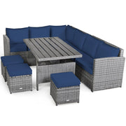 Conjunto de comedor de ratán para patio de 7 piezas Costway, sofá seccional y otomana - Ver detalles
