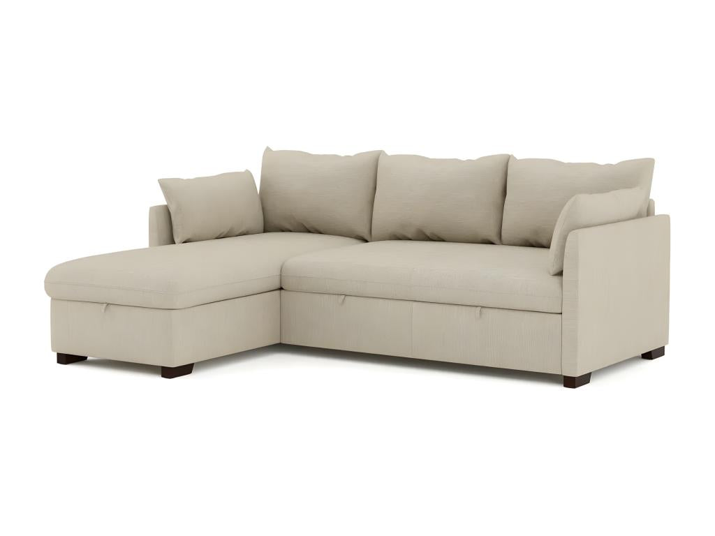 Sofá chaise longue de 3 plazas reversible en poliéster beige