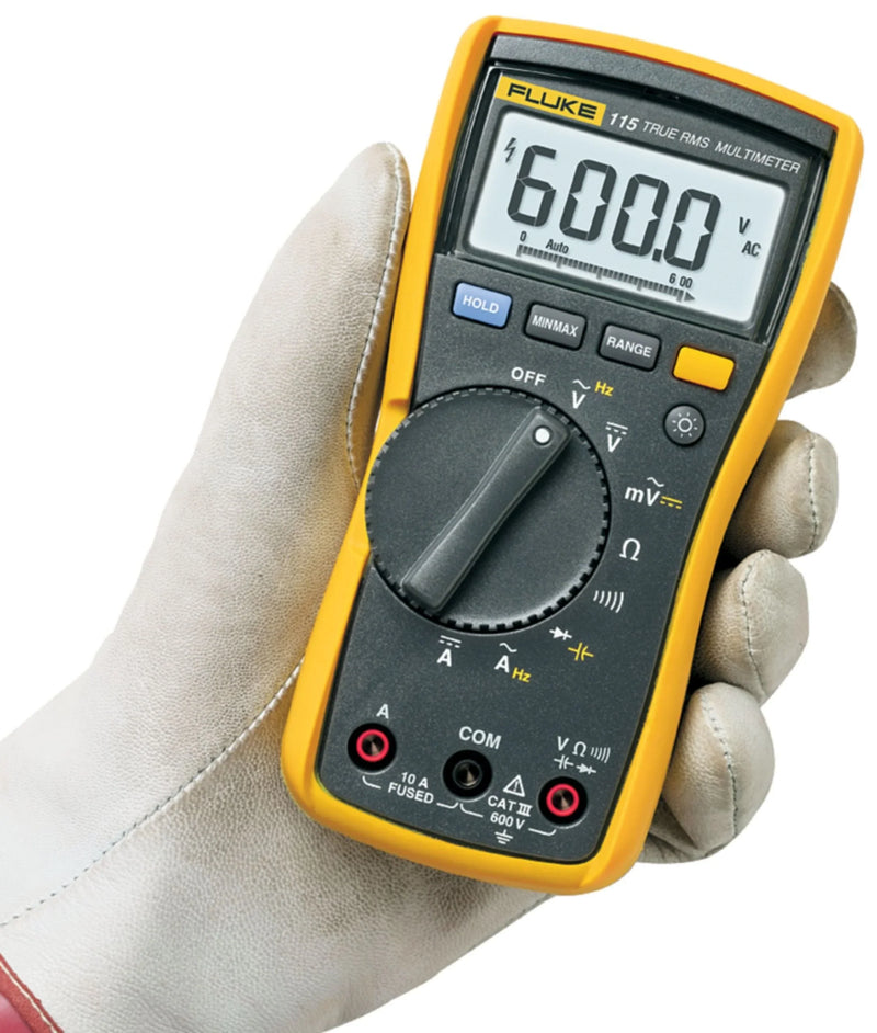 Multímetro digital Fluke 115 True-RMS, voltaje AC/DC, corriente, resistencia, capacitancia, frecuencia, prueba de diodos, CAT III 600V