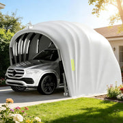 Cochera semiautomática de acero inoxidable, marquesina plegable para exteriores, garaje móvil para exteriores, L 5,5 m x A 2,5 m x Al 2,3 m / L 5,9 m x A 2,7 m x Al 2,45 m (Gris) (5,9 x 2,7 x 2,45 m)