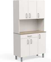 Miroytengo Mueble Auxiliar de Cocina, Alacena, Buffet 6 Puertas Color Blanco y Roble Kronberg 101 x 185 cm