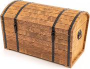 CREATIVE COOPER Baúl de madera 180L – Arcón de almacenamiento clásico en madera de aliso aceitada – Diseño vintage – Para salón, terraza y jardín – 80x50x50 cm