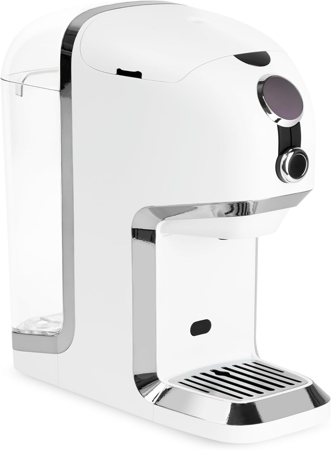 BRU Máquina de té para té a granel, hierbas y bolsitas de té - Dispensador de agua caliente y tetera en uno - SIN cápsulas, agua filtrada con solo pulsar un botón, sistema de limpieza automática (blanco/cromo)