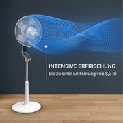 Ventilador de pie Rowenta Turbo Silence Extreme, 14 velocidades, modo noche silenciosa de 32 dB, mando a distancia, oscilación, altura ajustable, circulación de aire hasta 8,2 m, blanco, VU5690F0