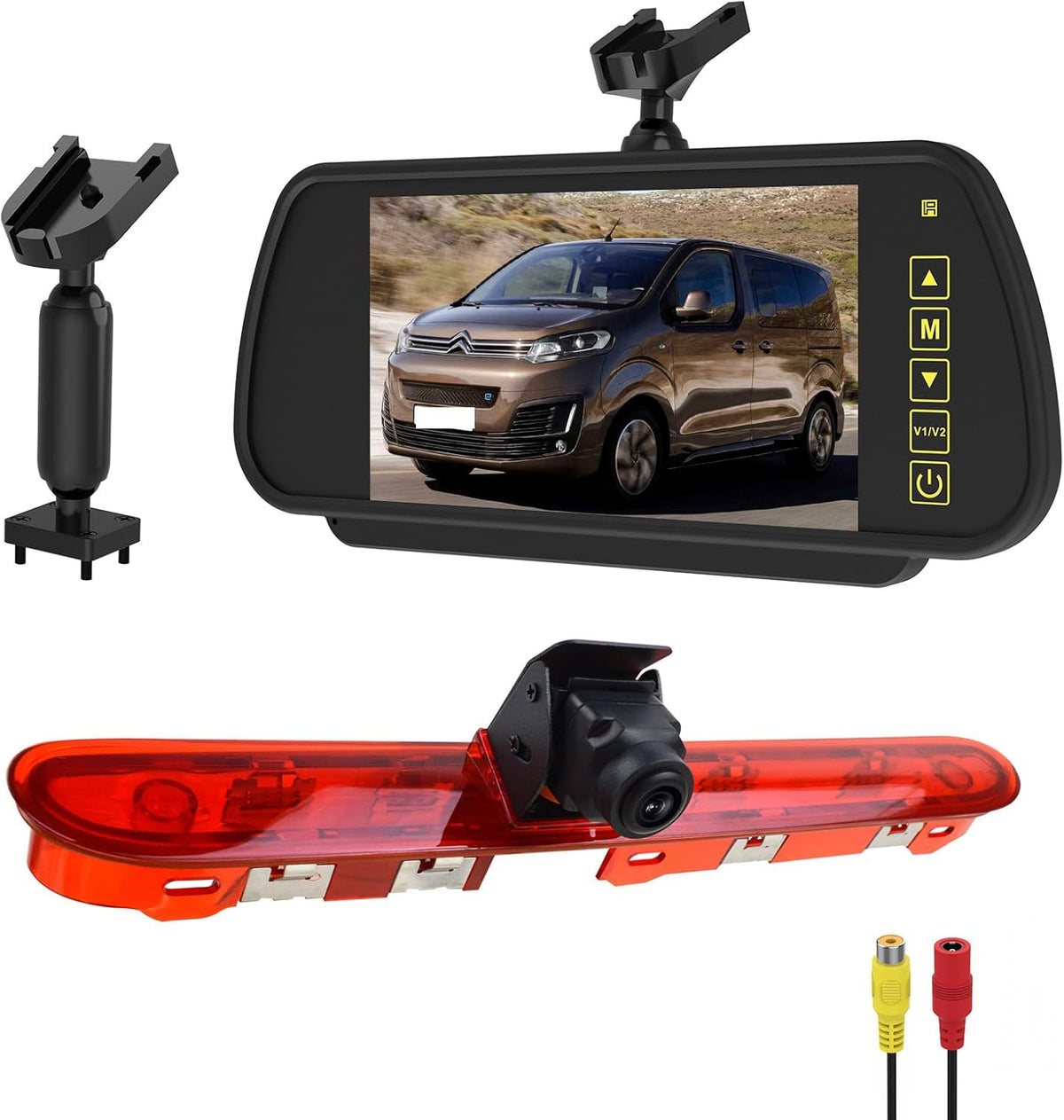 Cámara de visión trasera con tercera luz de freno para Peugeot Expert/Traveller, Citroën Jumpy/Space Tourer/Dispatch, Toyota ProAce (desde 2016) Cámara de visión trasera (Kit de soporte 7 n.º 1)