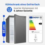 Refrigerador Bomann® sin congelador | Clase energética C | 85 cm | 5 años de garantía en el compresor | Refrigerador pequeño | 0-8 °C | silencioso 35 dB | 3 estantes | Refrigerador estándar 126 L | VS 7258 inox