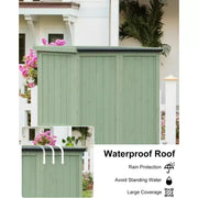 Cobertizo de almacenamiento exterior resistente a la intemperie de 63 pulgadas, con estantes extraíbles, cerraduras, puertas dobles con persianas, cobertizo alto de madera para herramientas de jardín con piso para patio, jardín