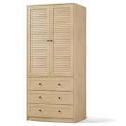 Armario ropero COZONY con 3 cajones y 2 puertas, clóset de madera moderno para dormitorio, armario de pie resistente de color blanco