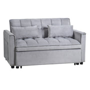 Sofá cama extraíble moderno, sofá cama 3 en 1 con respaldo ajustable, sofá biplaza de terciopelo, almohadas y bolsillos laterales