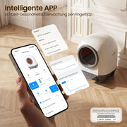 Arenero autolimpiable de 90L con control por aplicación, sensor de seguridad, eliminación de olores y alfombrilla para gatos