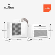 Aire acondicionado portátil Klarstein Chillavan – 5.000 BTU, para habitaciones de hasta 20 m², 3 en 1: aire acondicionado, deshumidificador y ventilador, clase de eficiencia energética A, control por aplicación, ideal para autocaravanas