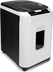 Destructora de documentos LMG Alemania con alimentación automática P4, 180 hojas, corte cruzado, apagado automático, 58 dB, 32 litros, pantalla táctil, compatible con RGPD