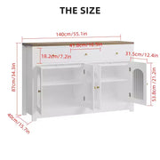 Aparador de comedor estrecho de 55 pulgadas con 3 cajones y 4 puertas para cocina, comedor y sala de estar