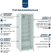 Refrigerador de bebidas METRO Professional GSC4240, 237 L, 110 W, 6 estantes ajustables, blanco