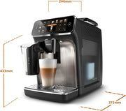 Cafetera superautomática Philips Serie 5400 – Sistema de leche LatteGo, 12 especialidades de café, pantalla intuitiva, 4 perfiles de usuario, cromo (EP5447/90)