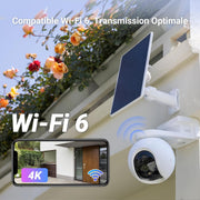Cámara de vigilancia WiFi exterior inalámbrica EZVIZ 4K (8MP) + panel solar de 5W, detección de personas/vehículos, cámara solar exterior 360°, modo AOV, defensa activa, kit CB8 Pro 4K