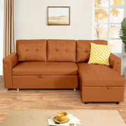 Sofá seccional reversible convertible con cama extraíble, chaise longue con almacenamiento oculto y patas duraderas