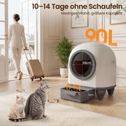 Arenero automático para gatos Devoko de 90L, autolimpiable, para familias con varios gatos, control por aplicación, seguridad múltiple, sistema desodorante