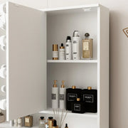Tocador de maquillaje con espejo triple, iluminación certificada y superficie de cristal