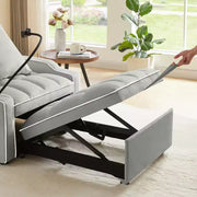 Sillón sofá convertible 3 en 1, sofá cama individual con respaldo ajustable, soporte para teléfono, USB y tipo C - ModernLuxe
