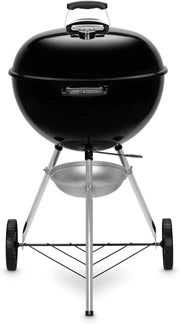 Barbacoa de carbón Weber Original Kettle E-5710 / Tapa y cuba de acero vitrificado, superficie de cocción de 57 cm, sistema de limpieza One-Touch, termómetro integrado en la tapa, trípode, negro