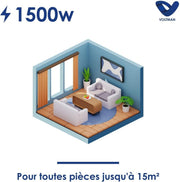 Radiador eléctrico de cerámica de inercia seca Voltman 1500W - Blanco