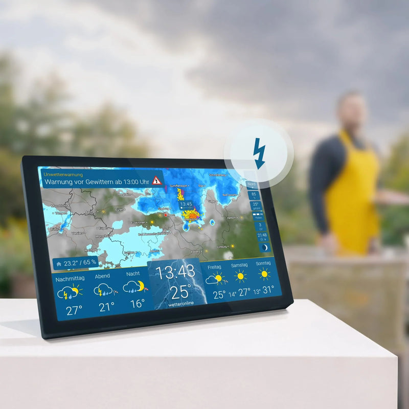 Estación meteorológica Wi-Fi WetterOnline 4 WetterDisplay con radar meteorológico, pantalla a color HD, pronóstico de 14 días y alertas de clima adverso