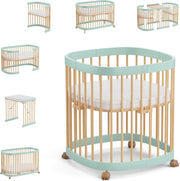 Cuna 7 en 1 tweeto®: cuna de madera evolutiva | cuna de colecho y cuna de barrotes de altura regulable | convertible en cama infantil y parque de juegos (haya natural)