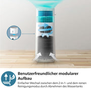 Philips Air Performer 2 en 1: Purificador de aire y ventilador refrigerante - Purifica 70 m², elimina el 99,97 % de alérgenos y contaminantes. Filtro HEPA, sensores inteligentes, Alexa, aplicación. (AMF765/10)
