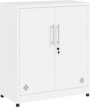 Armario de almacenamiento de 2 puertas YITAHOME, archivadores de metal con llave, armario de almacenamiento con 2 estantes ajustables, armario organizador de baño, archivadores para oficina en casa, blanco