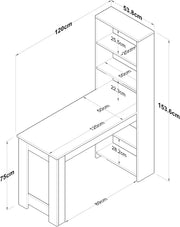 Dmora - Mesa fija Talitha, estantería de cocina, consola para comedor, estantería rectangular fija, 120x54x154 cm, nogal y blanco