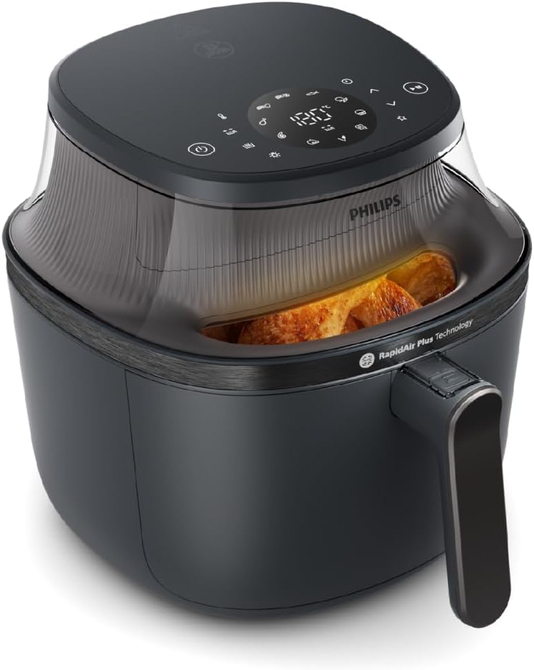 Freidora de aire PHILIPS Serie 3000 7,2 L, ventana de cocción, freidora 16 en 1, tecnología RapidAir Plus, eliminación de grasa, aplicación de recetas HomeID, fácil de limpiar (NA340/00)