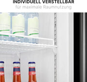 Frigorífico Bomann con puerta de cristal | Nevera para bebidas con cerradura | 6 estantes ajustables en altura | 30 kg por estante | 347 litros | Frigorífico grande | Nevera para botellas con luz LED | KSG 7351 negro