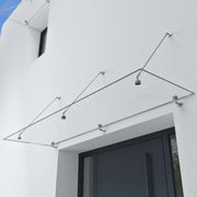 doporro Marquesina de cristal laminado de seguridad (VSG) con lámina SGP VDG02K, medidas: 90x250 cm, 3 barras de sujeción de acero inoxidable, marquesina transparente para puerta de entrada, protección contra la lluvia