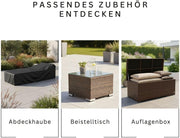 Tumbona de jardín RS Trade resistente a la intemperie de ratán, extra alta y extra ancha, también para personas mayores – XXL hasta 200 kg – con ruedas, tumbona de exterior con respaldo ajustable, marrón con cojín gris