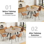 Mesa de comedor redonda extensible para 4-8 personas, mesa de comedor redonda moderna, mesa de cocina pequeña con base de metal estable, mesa que ahorra espacio para comedor, hogar, oficina (vintage, 100-140 cm)
