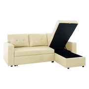 Sofá seccional reversible convertible con cama extraíble, chaise longue con almacenamiento oculto y patas duraderas