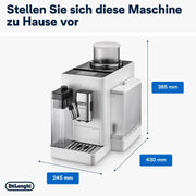 Cafetera superautomática De'Longhi Rivelia EXAM440.55.W con sistema de leche LatteCrema, recipiente de granos intercambiable, 16 bebidas de café y leche con solo tocar un botón, función Extra-Shot, pantalla táctil de 3,5 pulgadas, color blanco