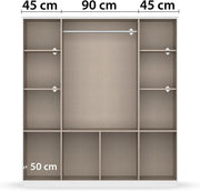 Armario de puertas batientes Rauch Möbel Bremen, armario ropero en blanco con 2 espejos y 8 cajones, 4 puertas, incluye paquete de accesorios Basic, 1 barra de armario, 4 estantes, ancho x alto x profundidad 181x199x58 cm