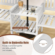 GIANTEX Gartenbank Holz mit Tisch, Holzbank Outdoor 2 Sitzer, Sitzbank Garten mit Schirmloch, Terrassenbank aus Tannenholz bis 330 kg belastbar, Friesenbank Kinobank für Balkon Terrasse 165x60x88 cm