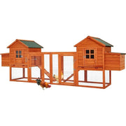 AECOJOY Gallinero grande de 144'' con corral, caseta de madera para aves y jaula para aves de corral