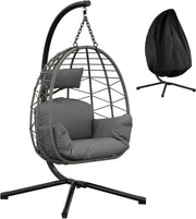 Sillón colgante de ratán con soporte hasta 150 kg para jardín y balcón