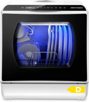 Lavavajillas de sobremesa AE-TDQR03 Mini lavavajillas con depósito de agua de 5L, 6 programas, control táctil, pantalla LED, 400W