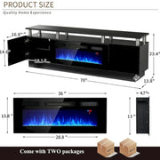 Mueble para TV de 70" con chimenea de 36" y estantes ajustables