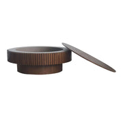 Mesa de centro redonda moderna de madera maciza chapada con almacenamiento